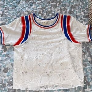 Free People White and Red Top